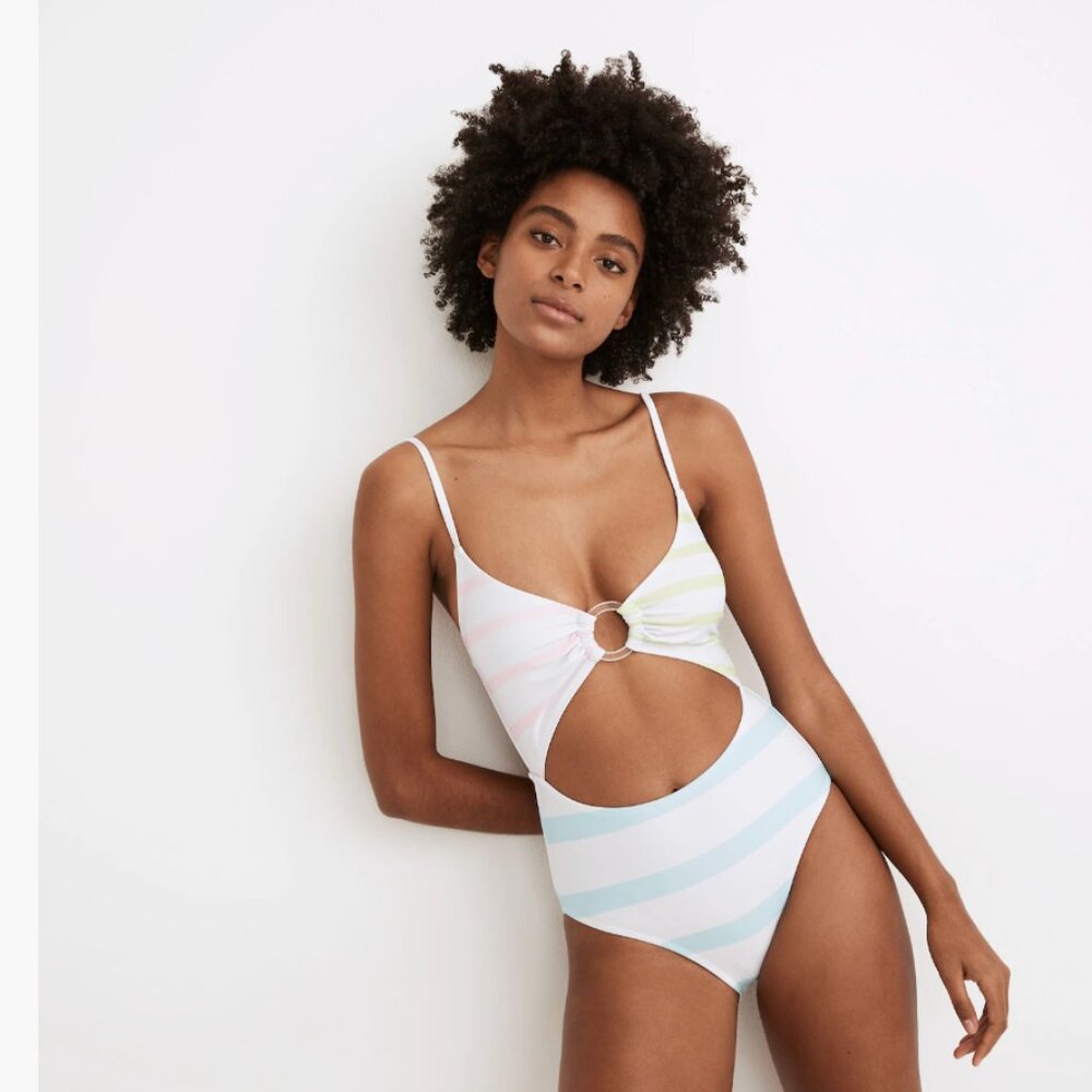NWT ANTHROPOLOGIE SOLID & STRIPED "The Esme One-Piece" HTF Sold out! - Picture 10 of 16